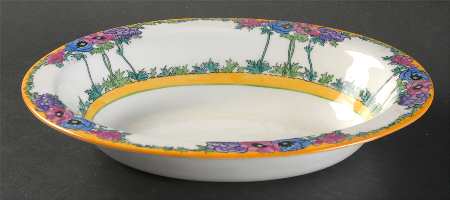 Anemone Multicolor 9" Oval Vegetable Bowl