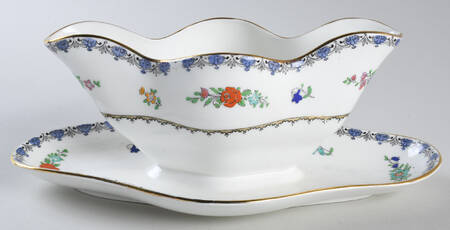 Antique Gravy Boat with Attached Underplate