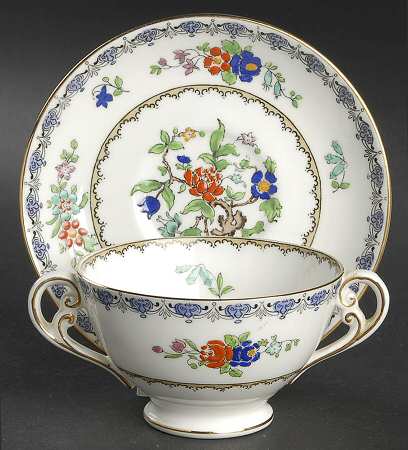 Antique Footed Bouillon Cup & Saucer