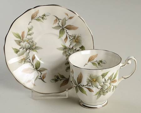 Arcadia (Platinum Trim) Footed Demitasse Cup & Saucer Set