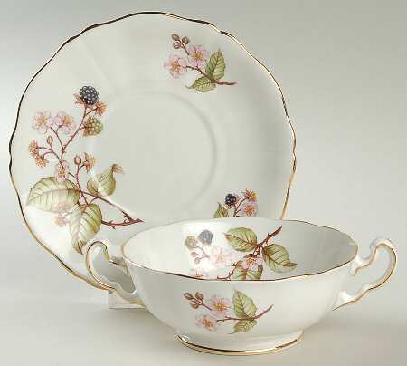 Bramble (No Number) Footed Cream Soup Bowl & Saucer Set