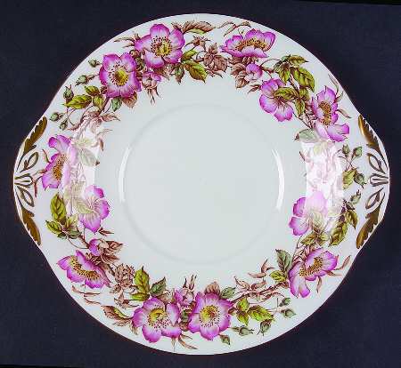 Briar Rose (Pink) Handled Cake Plate