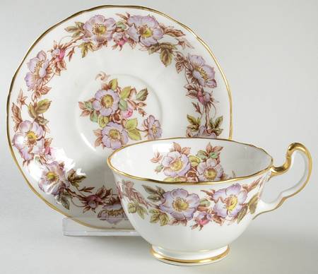 Briar Rose (Purple) Footed Cup & Saucer Set