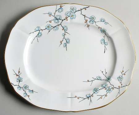 Chinese Blossom (Blue Flowers) 13" Oval Serving Platter