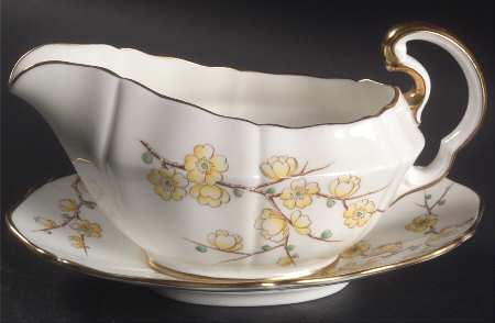 Chinese Blossom (Yellow Flowers) Gravy Boat & Underplate