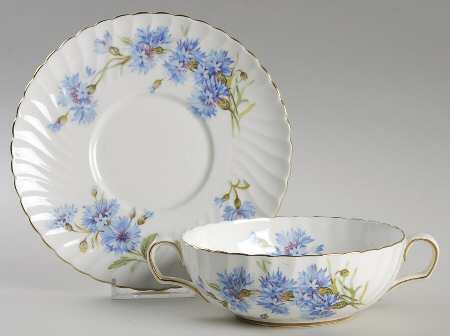 Cornflower Flat Cream Soup Bowl & Saucer Set