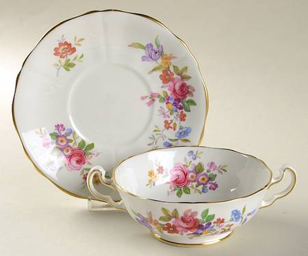 Devon Footed Cream Soup Bowl & Saucer Set