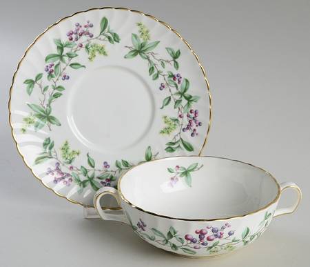 English Lane Flat Cream Soup Bowl & Saucer Set