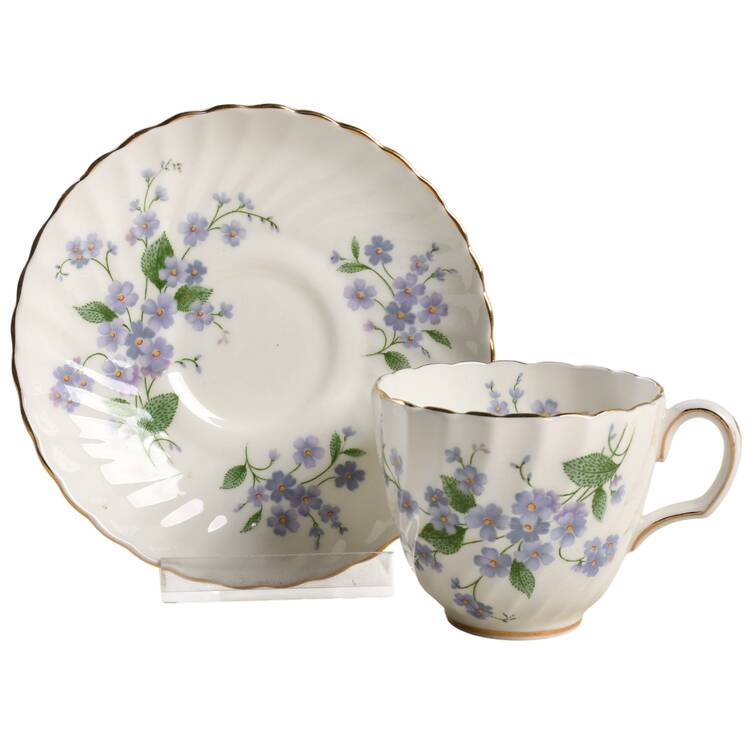 Forget Me Not-Sweet Forget Me Not Flat Demitasse Cup & Saucer Set