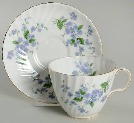 Forget Me Not-Sweet Forget Me Not Flat Cup & Saucer Set