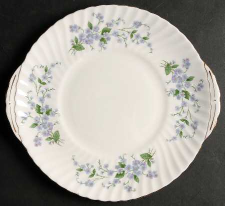 Forget Me Not-Sweet Forget Me Not Handled Cake Plate