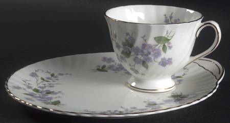 Forget Me Not-Sweet Forget Me Not Snack Plate & Regular Footed Cup