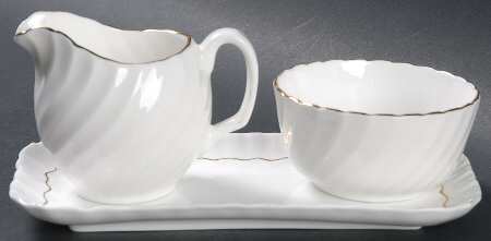 Golden Elegance Mini Creamer & Open Sugar with Tray
