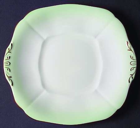 H818 Green Square Handled Cake Plate