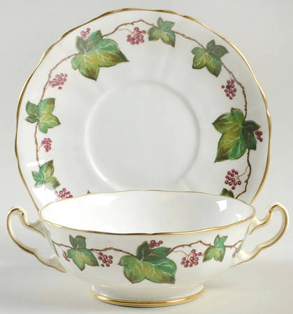Ivy Footed Cream Soup Bowl & Saucer Set