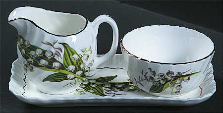 Lily of The Valley Mini Creamer & Open Sugar with Tray