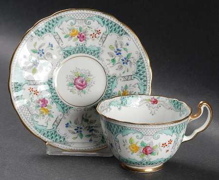 Lowestoft Aqua Green Footed Demitasse Cup & Saucer Set