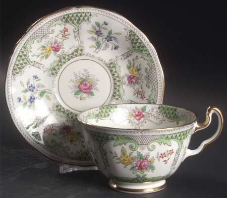 Lowestoft Light Green Footed Cup & Saucer Set