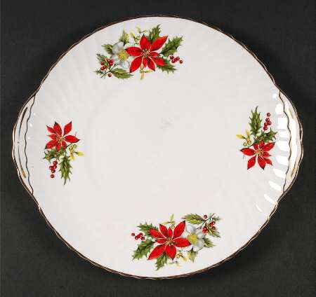Poinsettia Handled Cake Plate