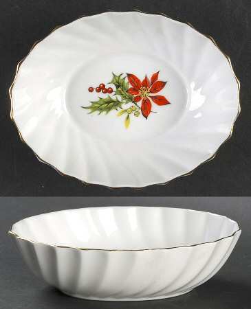 Poinsettia Oval Sweet Meat Dish