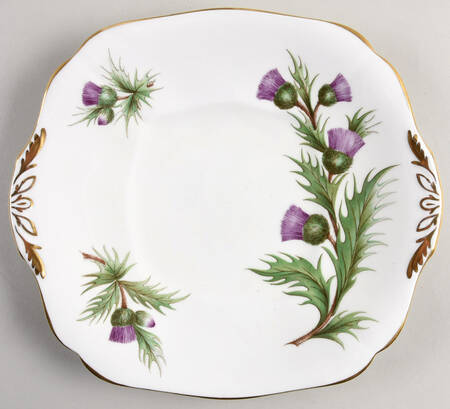 Thistle (Scalloped) Square Handled Cake Plate