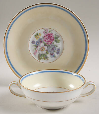 Bouquet of France Flat Cream Soup Bowl & Saucer Set