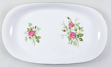 Moosrose (Platinum Trim) 14" Oval Serving Platter
