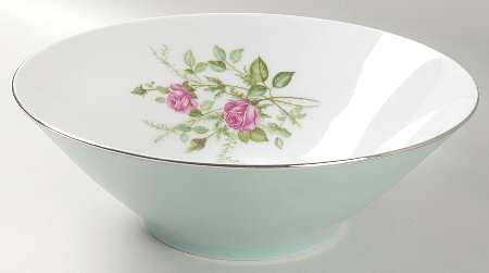 Moosrose (Platinum Trim) 9" Round Vegetable Bowl