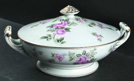 Wild Rose Round Covered Vegetable