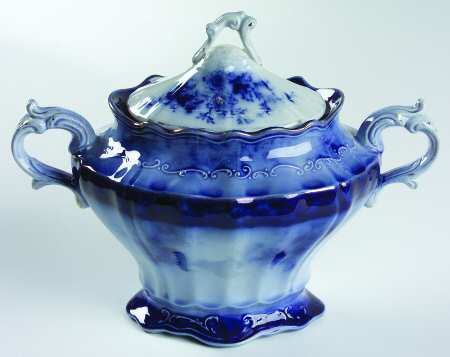 Touraine (Flow Blue) Sugar Bowl & Lid