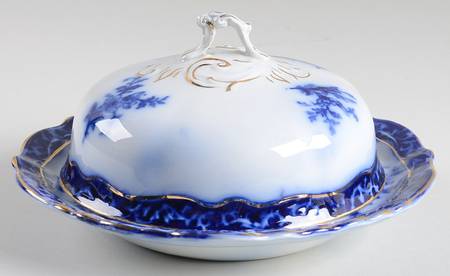 Touraine (Flow Blue) Round Covered Butter
