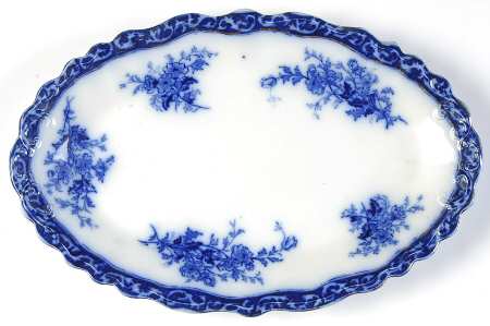 Touraine (Flow Blue) 10" Oval Serving Platter