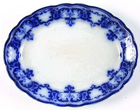 Mabel (Flow Blue, No Gold Accents) 10" Oval Serving Platter