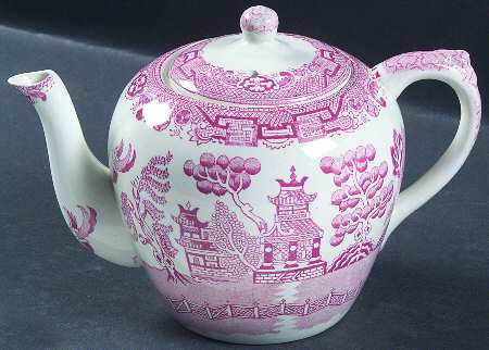 Willow Pink (White Background) Teapot & Lid