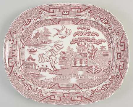 Willow Pink (White Background) 13" Oval Serving Platter