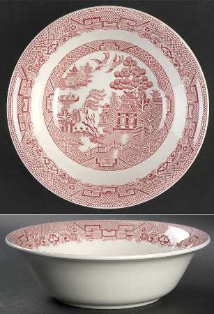 Willow Pink (White Background) 8" Round Vegetable Bowl