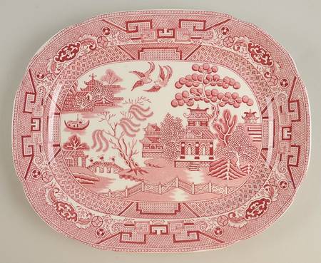 Willow Pink (White Background) 11" Oval Serving Platter