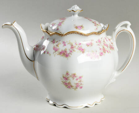 Bridal Rose (Scalloped, Gold Edge) Teapot & Lid