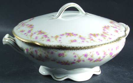 Bridal Rose (Scalloped, Gold Edge) Round Covered Vegetable