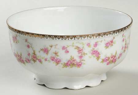 Bridal Rose (Scalloped, Gold Edge) Cranberry Bowl