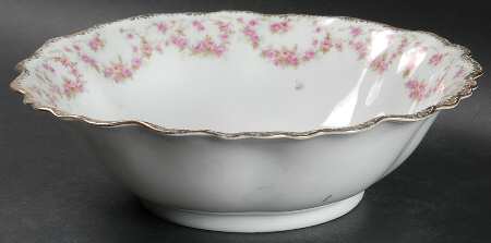 Bridal Rose (Scalloped, Gold Edge) 9" Round Vegetable Bowl