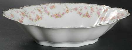 Bridal Rose (Scalloped, Gold Edge) 10" Oval Vegetable Bowl