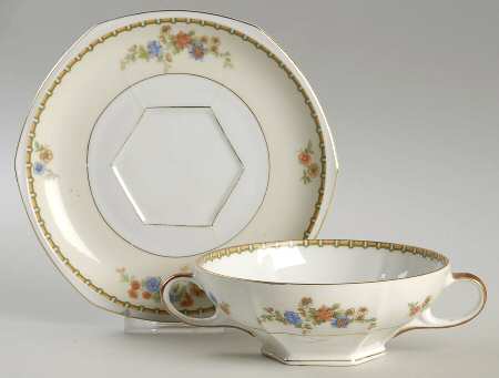 Diana Footed Cream Soup Bowl & Saucer Set