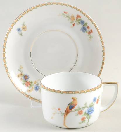 Golden Pheasant (Round) Flat Cup & Saucer Set