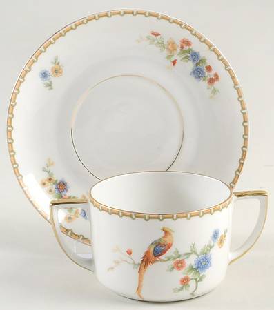 Golden Pheasant (Round) Flat Bouillon Cup & Saucer