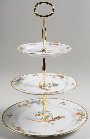 Golden Pheasant (Round) 13 7/8"-14 1/4" 3-Tiered Serving Tray(DP,SP,BB) HC