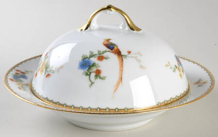 Golden Pheasant (Round) Round Covered Butter with Strainer