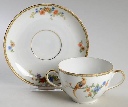 Golden Pheasant (Round) Flat Bouillon Cup & Saucer