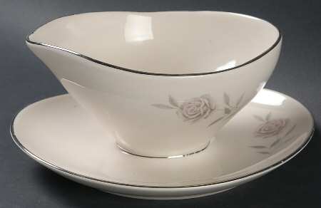 Evening Rose Gravy Boat with Attached Underplate
