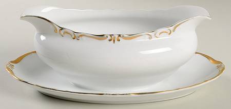 Baroness Gold Gravy Boat with Attached Underplate